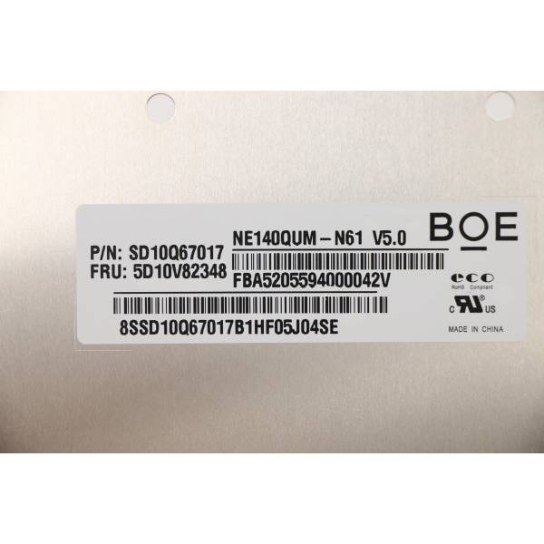 Display Laptop, Lenovo, Thinkpad T14s Gen 1 Type 20T0, 20T1, 5D10V82348, NE140QUM-N6A V5.0, 14 inch, LED, Rezolutie UHD, 3840x2160, conector ingust, non touch, 40 pini