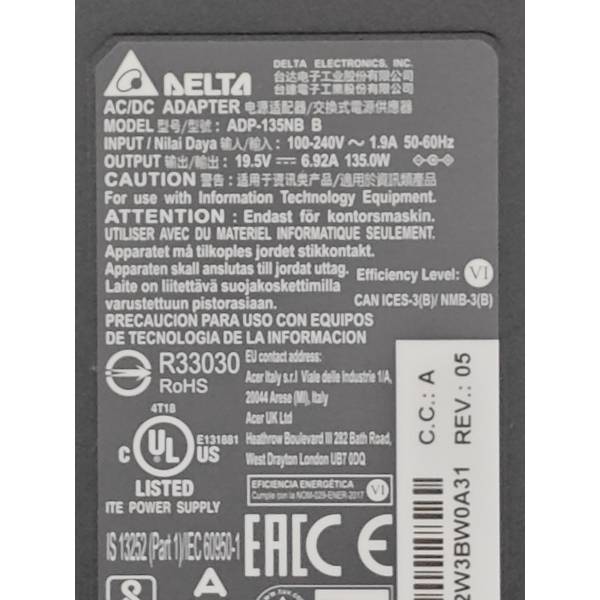 Incarcator Laptop, Acer, KP.13501.008, ADP-135NB B, 19V, 7.1A, 135W, mufa 5.5x1.7mm