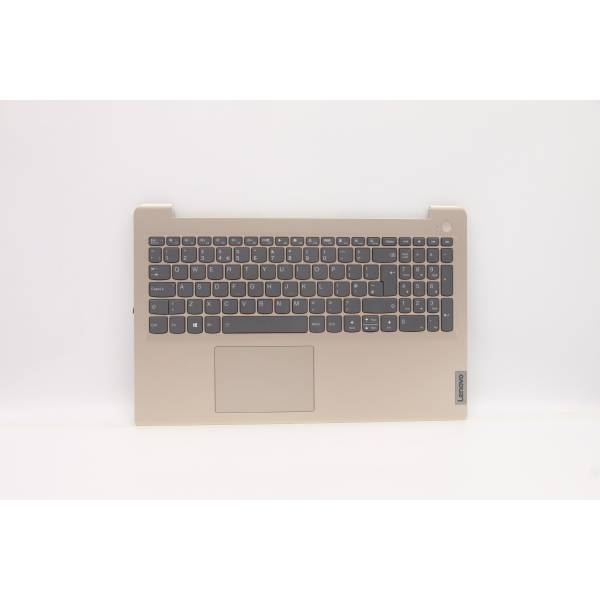 Carcasa cu tastatura palmrest Laptop, Lenovo, IdeaPad 3-15ITL6 Type 82H8, 5CB1B84525, AP21P000650, AM21P000110, EC21P000210, iluminata, aurie, layout UK