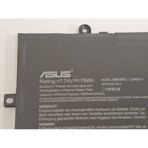 Baterie Laptop, Asus, ZenBook 14 UX3405C, UX3405CA, UX3405M, UX3405MA, 0B200-04400000, 2ICP5/49/120-2, C22N2211, 7.74V, 9420mAh, 75Wh