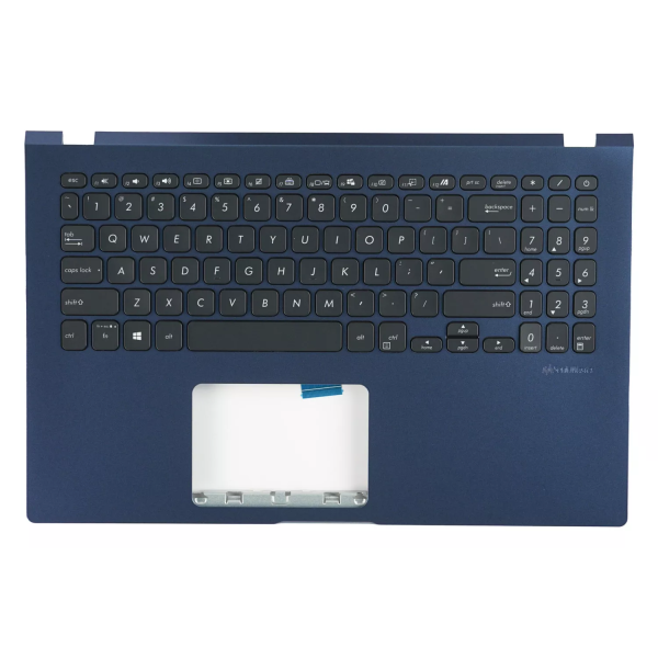 Carcasa superioara cu tastatura palmrest Laptop, Asus, VivoBook 15 R509B, R509BA, R509D, R509DA, R509F, R509FA, R509J, R509JA, R509U, R509UA, 90NB0P53-R32US0, 13NB0MZ3P02021-3, 39XKRTAJNA0, FBXKR009010, 13NB0MZ0M05011, iluminata, albastra, layout US