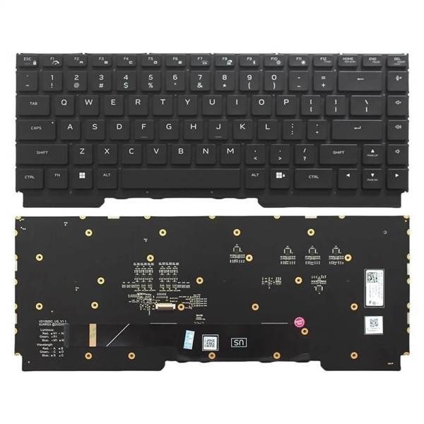Tastatura Laptop Gaming, Dell, G16 7635, P122F, P122F003, iluminata, RGB Per Key, neagra, layout US