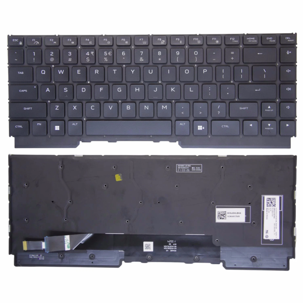 Tastatura Laptop Gaming, Dell, G16 7635, P122F, P122F003, iluminata, RGB 4 Zone, neagra, layout US