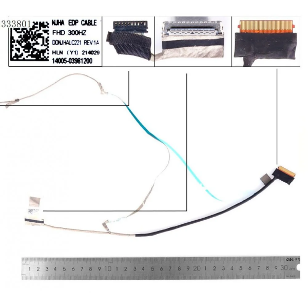 Cablu video LVDS Laptop Gaming, Asus, TUF F17 FX706H, FX706HF, FX706HM, 14005-03981200, 14005-03980600, DDNJHALC210, DDNJHALC221, NJHA, EDP Cable, 300Hz, conector ingust, 28.4cm, 40 pini
