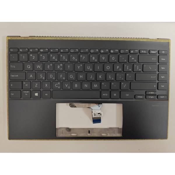 Carcasa superioara cu tastatura palmrest Laptop, ZenBook 14 90NB0SM1-R30UI1, 90NB0SM1-R30UI0, 90NB0SM1-R30US0, 90NB0SM1-R30US1, HQ207209710000, iluminata, gri, layout US