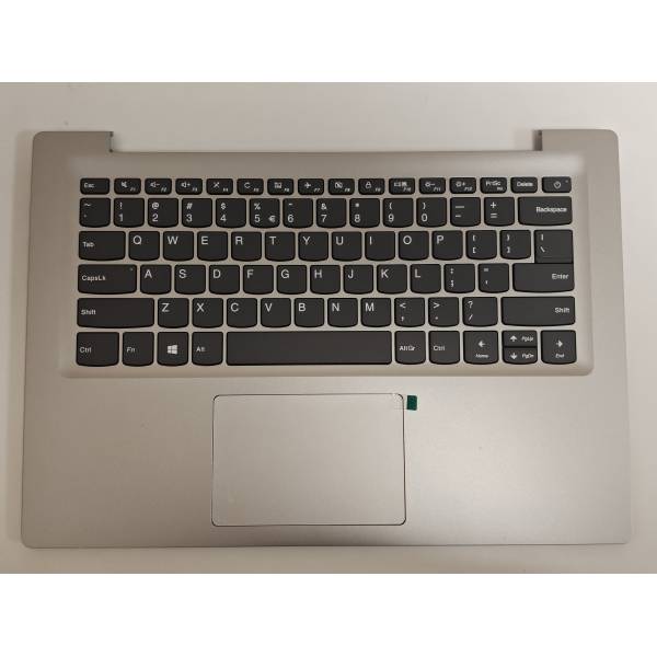 Carcasa superioara cu tastatura palmrest Laptop, Lenovo, IdeaPad S130-14IGM Type 81J2, 5CB0R61061, ND140GL2, ND140APL2, argintie, layout US