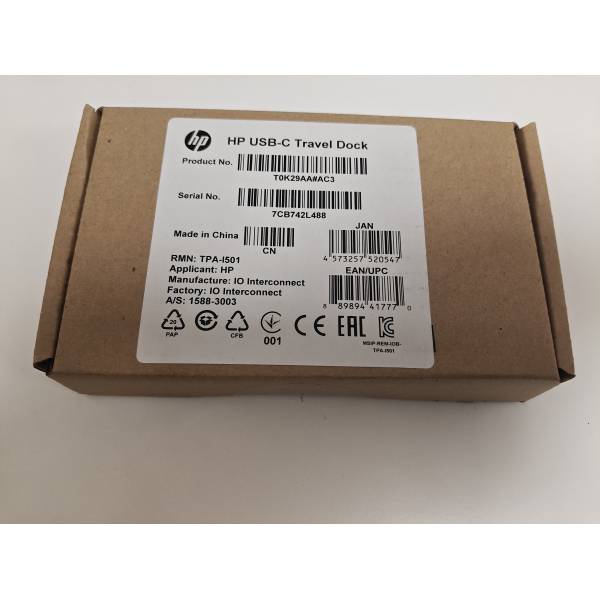 HP USB‑C Travel Dock T0K29AA, T0K29AA, TPA-I501, 839032-001, 844550-001 – Extensie porturi pentru laptop: HDMI, VGA, USB‑A și LAN, negru