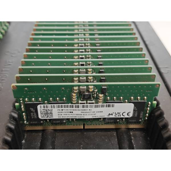 Memorie ram Laptop Micron 8GB, DDR5, 1Rx16, 5600Mhz, MTC4C10163S1SC56BD1, PC5-5600B, CL46, 1.1V, Non-ECC, sodimm, 262 pini, bulk