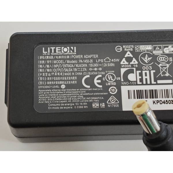 Incarcator Laptop, Acer, Aspire ES1-511, ES1-512, ES1-520, ES1-521, ES1-522, ES1-523, ES1-524, ES1-531, ES1-533, ES1-571, ES1-572, 19V, 2.37A, 45W, 5.5x1.7mm