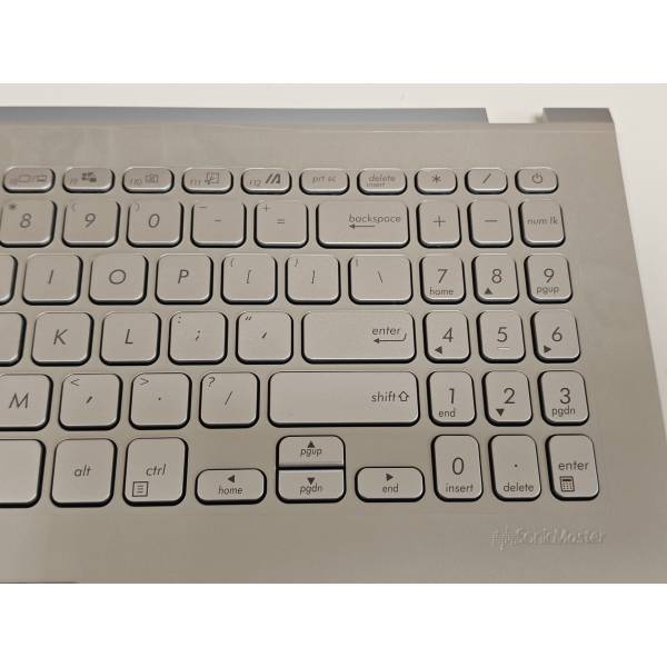 Carcasa superioara cu tastatura palmrest Laptop, Asus, VivoBook 15 S509D, S509DA, S509F, S509FA, S509J, S509JA, S509JB, S509U, S509UA, 90NB0MZ1-R36US2, 13NB0MZ1P04016-3, 39XKRTAJN30, 13NB0MZ0M06X11, X509FA-1S, argintie, layout US