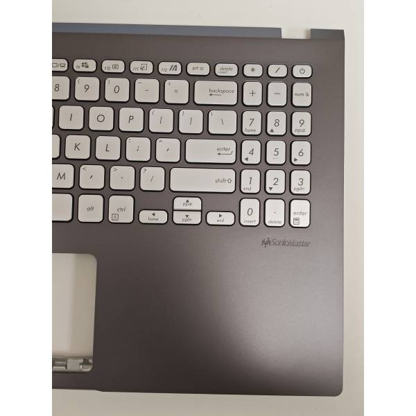 Carcasa superioara cu tastatura palmrest Laptop, Asus, VivoBook 15 X509F, X509FA, X509FAC, X509FB, X509FJ, X509FL, 90NB0P22-R33US0, 13NB0MZ2P02017-3, 13NB0MZ0M05X11, 13N1-AHA0D11, X509DJ-1G, iluminata, gri, layout US