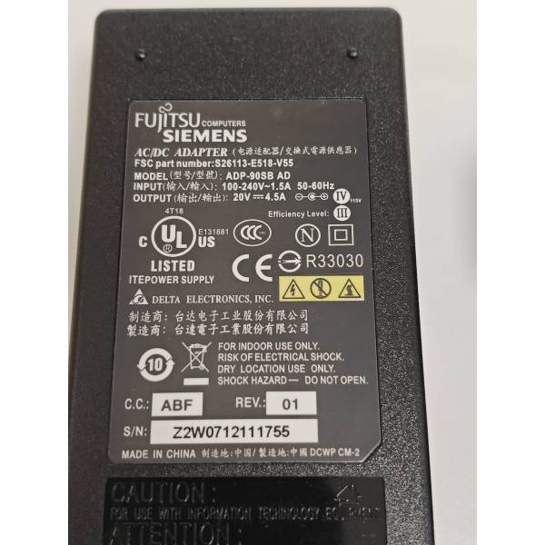 Incarcator Laptop, Fujitsu, Siemens ADP-90SB AD, S26113-E518-V55, 20V, 4.5A, 90W, mufa 5.5x2.5mm