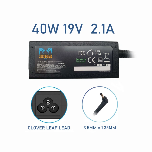 Incarcator compatibil Laptop, Toshiba Dynabook Satellite Pro E10-S, 19V, 2.1A, 40W, mufa 3.5x1.35mm