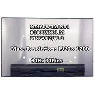 Display Laptop, ZBook Fury 16 G11, P01342-001, B160UAN01.L, 16 inch, rezolutie FHD+, 1920x1200, IPS, 60Hz, conector 20mm, 30 pini