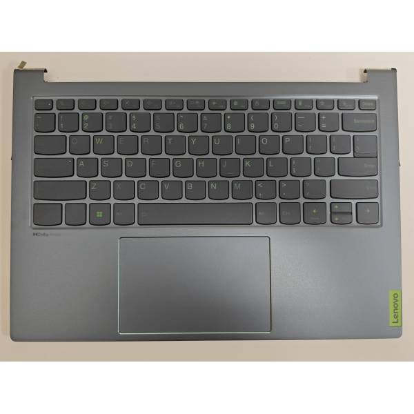 Carcasa superioara cu tastatura palmrest Laptop, Lenovo, Yoga Slim 7 Pro 14IAH7 Type 82UT, 5CB1J30910, AM2KF000520, ET2KF000600, AM2KF000600, iluminata, albastra, layout US