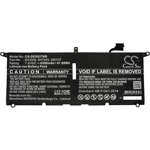 Baterie compatibila Laptop, Dell, Vostro 13 5391, P114G, P114G001, CS-DEX937NB, DXGH8, 0H754V, G8VCF, 7.6V, 6300mAh, 47.88Wh