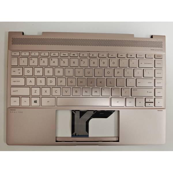 Carcasa superioara cu tastatura palmrest Laptop, HP, Spectre X360 13-AE, 13T-AE, TPN-Q199, L07275-001, L07275-B31, KEQ4AX33TATP30, iluminata, auriu roz, layout US