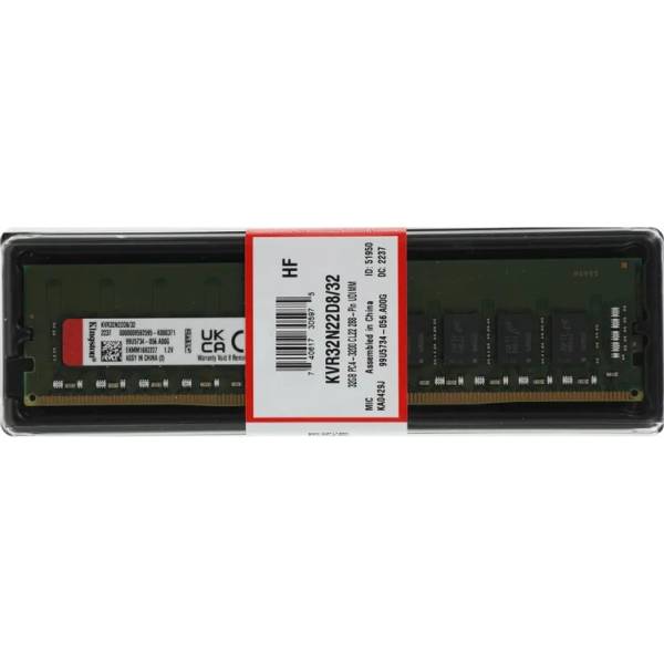 Memorie PC Desktop Kingston ValueRAM, 32GB, DDR4, 1Rx16, 3200Mhz, CL22, 1.2V, KVR32N22D8/32, PC4-25600, DIMM, Non-ECC, 288Pin
