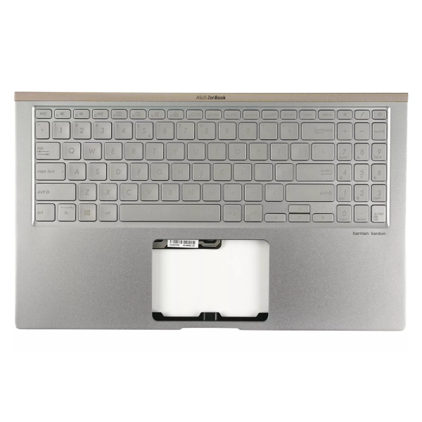 Carcasa superioara cu tastatura palmrest Laptop, Asus, ZenBook 15 UX533F, UX533FD, UX533FN, UX533FTC, 90NB0JX2-R31UI0, 90NB0JX2-R31UA0, 90NB0JX2-R31US0, 13NB0JX2AM0241, 13N1-62A0A41, UX533FD-2S, iluminata, argintie, layout US