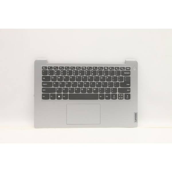 Carcasa superioara cu tastatura palmrest Laptop, IdeaPad 1 14JCL7 Type 82LV, 5CB1H68610, AP2GW000330, AM2GW000100, Cloud Grey, non finger, argintie, layout US