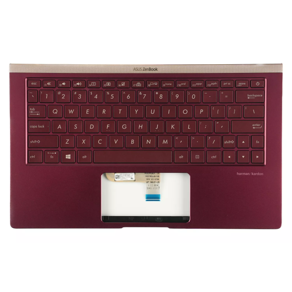 Carcasa superioara cu tastatura palmrest Laptop, Asus, ZenBook 13 UX333F, UX333FA, UX333FN, 90NB0JV6-R31US0, 90NB0JV6-R31UI0, 13NB0JV0P14011, 13N1-6AA0W01, UX333FA-3R, iluminata, rosie purpuliu, layout US