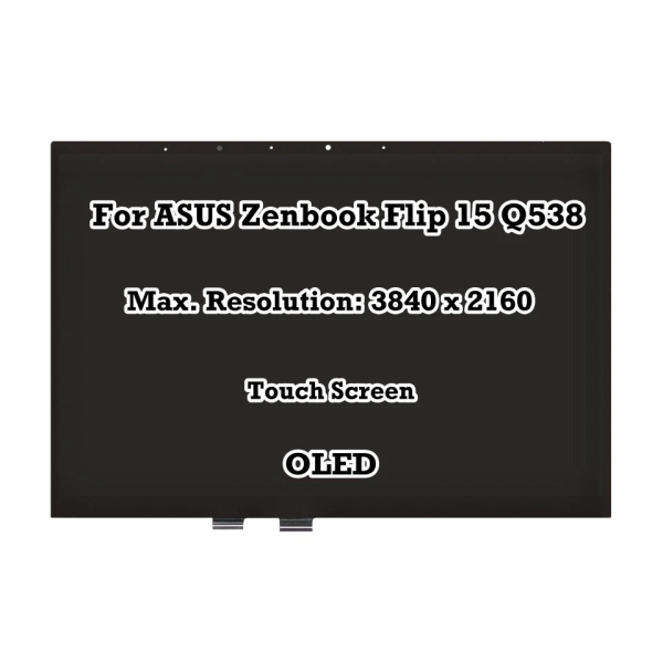 Ansamblu Display compatibil Laptop, Asus, ZenBook Flip 15 UX564E, UX564EH, UX564EI, UX564P, UX564PH, 18210-156101, 18210-15610100, ATNA56WR15, 15.6 inch, OLED, 4K, 3840x2160, touchscreen, 60Hz, 40 pini
