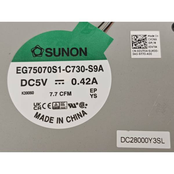 Cooler Laptop, Dell, Precision 7670, P114F, P114F001, DV704, 0DV704, MFWHG, 0MFWHG, EG75070S1-C730-S9A, MG75090V1-C310-S9A, DC28000Y3SL, DC28000Y4SL, 5V, 0.42A