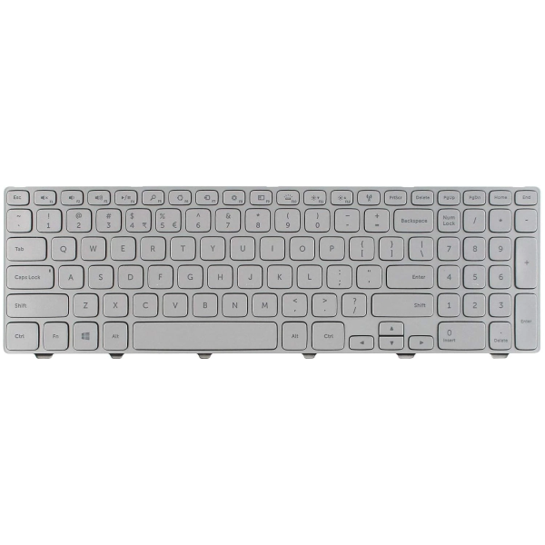 Tastatura Laptop, Dell, Inspiron 15 7537, P36F, P36F001, 87YTJ, 087YTJ, iluminata, argintie, layout US