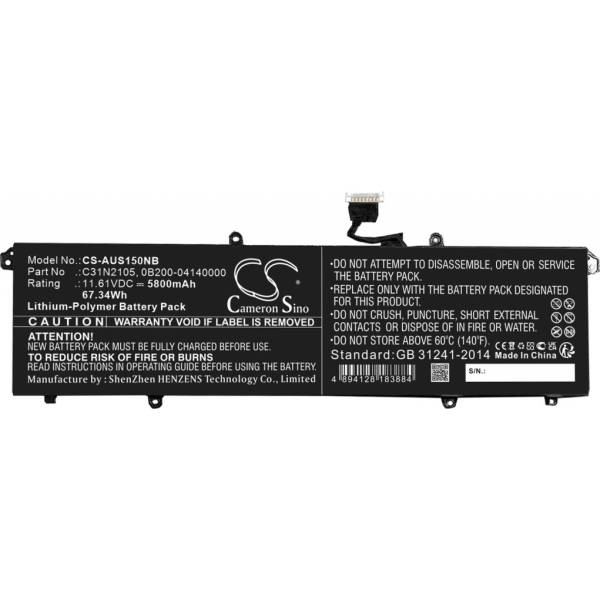 Baterie compatibila Laptop, Asus, ZenBook 14X UX3404V, UX3404VA, UX3404VC, 0B200-04140000, 0B200-04140200, CS-AUS150NB, C31N2015, 11.61V, 5800mAh, 67.37Wh