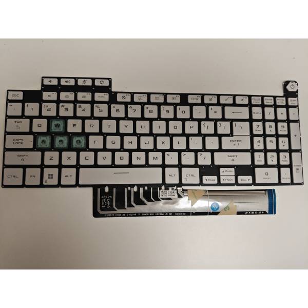 Tastatura Laptop Gaming, Asus, TUF F17 FX707Z, FX707ZC, FX707ZC4, FX707ZE, FX707ZI, FX707ZM, FX707ZR, iluminata, RGB, alba, transparent, layout US