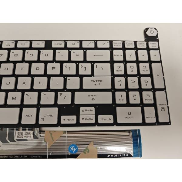 Tastatura Laptop Gaming, Asus, TUF A15 FA507U, FA507UI, FA507UU, FA507UV, iluminata, RGB, alba, transparent, layout US