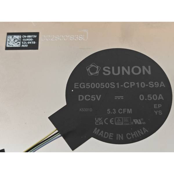 Cooler Laptop, Dell, Precision 3480, P165G, P165G002, FGR9R, 0FGR9R, 8073V, 08073V, EG50050S1-CP10-S9A, DC2800183SL, AT90Z0020C0, UMA, 5V, 0.50A