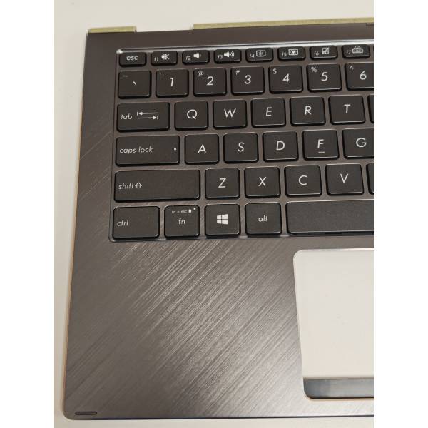 Carcasa superioara cu tastatura palmrest Laptop 2-in-1, Asus, Flip 13 Q326F, Q326FA, 90NB0JC1-R31US0, 13N1-68A0711, UX362FA-2G, iluminata, neagra, layout US