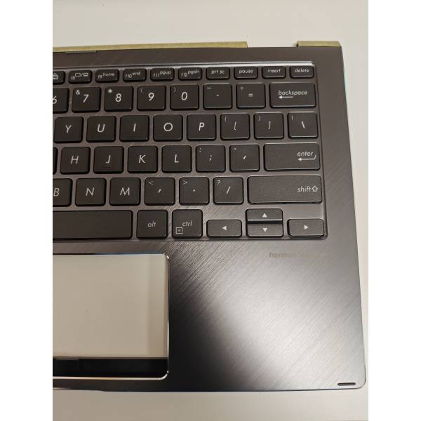 Carcasa superioara cu tastatura palmrest Laptop 2-in-1, Asus, Flip 13 Q326F, Q326FA, 90NB0JC1-R31US0, 13N1-68A0711, UX362FA-2G, iluminata, neagra, layout US