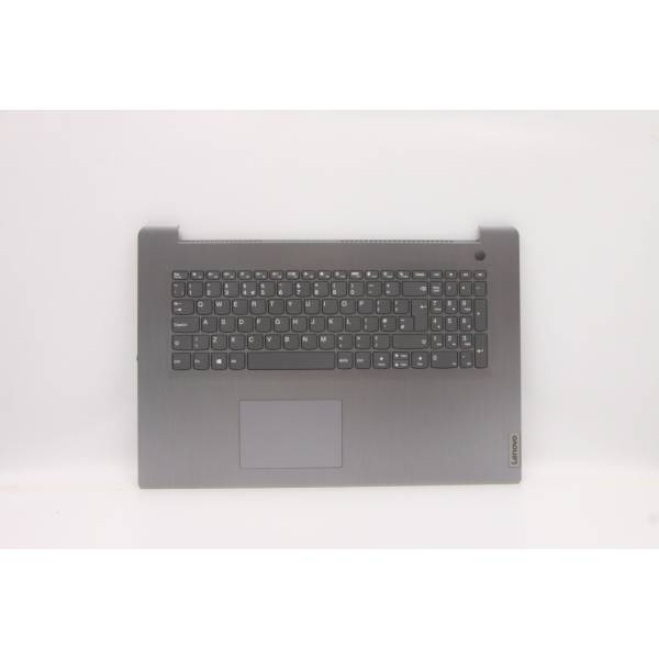 Carcasa superioara cu tastatura palmrest Laptop, Lenovo, V17 G2 ITL Type 82NX, 5CB1B96603, AP21N000500, AM21N000500, fingerprint, Artic Grey, layout UK