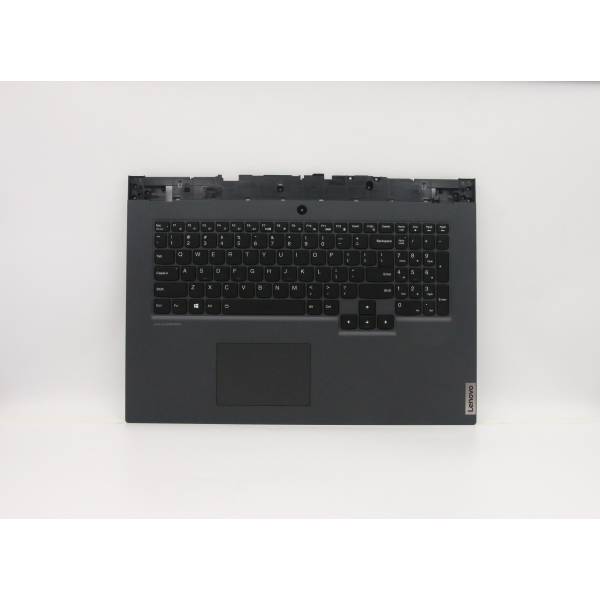 Carcasa superioara cu tastatura palmrest Laptop, Lenovo, Legion 5-17IMH05H Type 81Y8, AP1HZ000300, AM1HZ000300, ET1P200100, GY750, iluminata, gri inchis, layout US