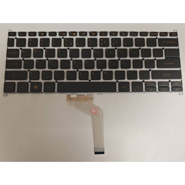 Tastatura Laptop, Acer, Swift 5 SF514-55GT, SF514-55T, SF514-55TA, N19H5, iluminata, gri cu taste portocalii, layout US