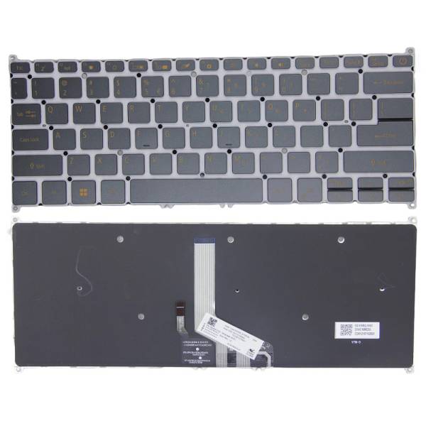 Tastatura Laptop, Acer, Swift 5 SF514-51, iluminata, gri cu taste portocalii, layout US