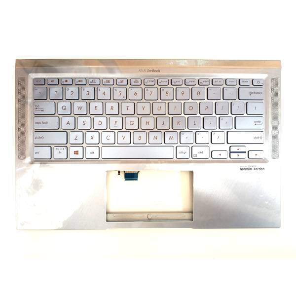 Carcasa superioara cu tastatura palmrest Laptop, Asus, ZenBook 14 BX431F, BX431FA, 90NB0MB1-R30US0, HQ20720607000, UX431FAC-3B, iluminata, albastru deschis, layout US