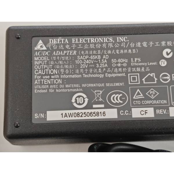 Incarcator Laptop, Delta Eletronics, SADP-65KB AD, 20V, 3.25A, 65W, mufa 5.5x2.5mm