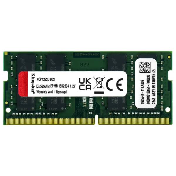 Memorie Ram Laptop Kingston 32GB, DDR4, 3200Mhz, 2Rx8, KCP432SD8/32, PC4-25600, CL22, 1.2V, Non-ECC, SODIMM, 260 pini