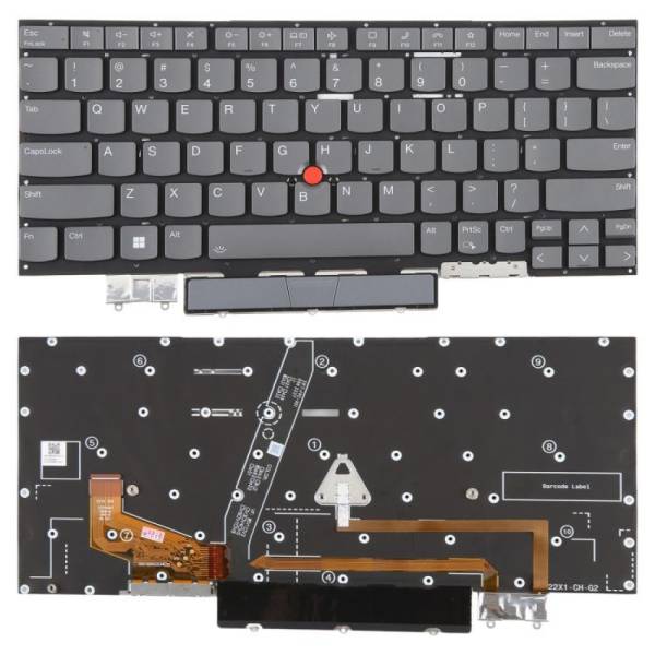 Tastatura Laptop, Lenovo, Thinkpad X1 Carbon 10th Gen Type 21CB, 21CC, iluminata, gri, layout US