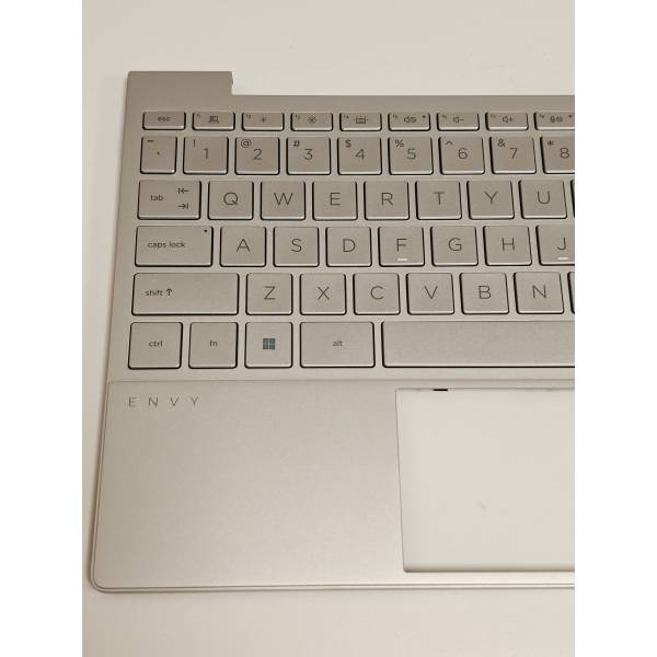 Carcasa superioara cu tastatura palmrest Laptop, HP, L98415-001, L98415-B31, L96801-001, L96801-B31, L96801-031, Natural Silver, iluminata, layout US