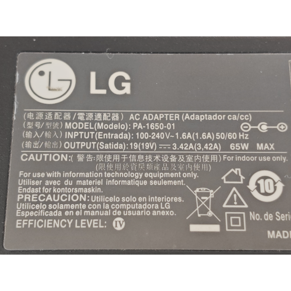 Incarcator Monitor, LG, PSAB-L203A, PA-1650-01, 19V, 3.42A, 65W, mufa 6.5x4.4mm