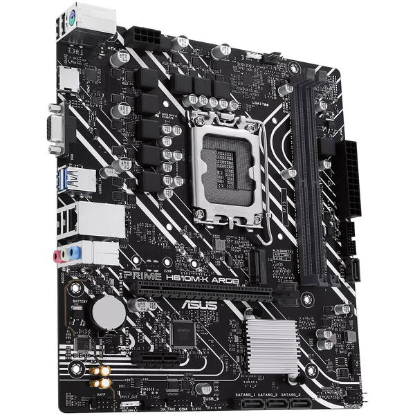 Placa de baza calculator PC Desktop, Asus, Prime H610M-K ARGB, Intel, LGA 1700, DDR5, Micro ATX, mATX, M.2 Aura, Chipset H610, 90MB1G90-M0EAY0