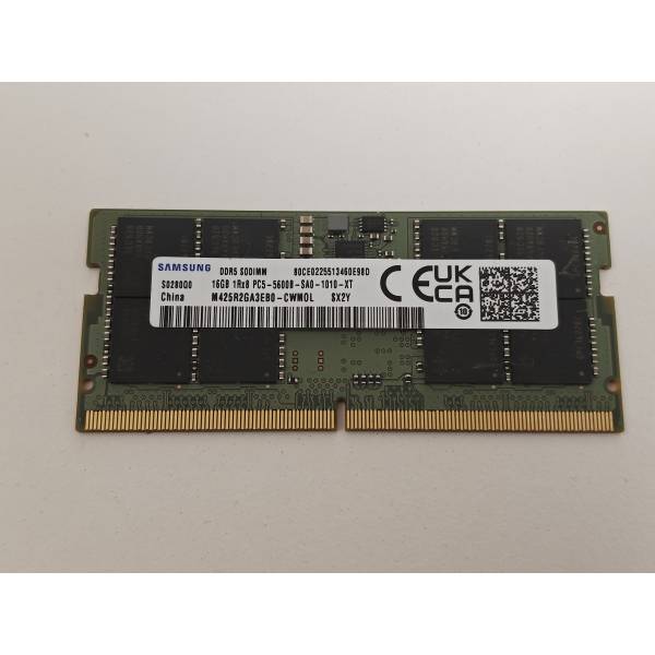 Memorie ram Laptop Samsung 16GB, DDR5, 1Rx8, 5600Mhz, PC5-5600B, M425R2GA3EB0-CWM0L, PC5-44800, CL46, 1.1V, Non-ECC, sodimm, 262 pini