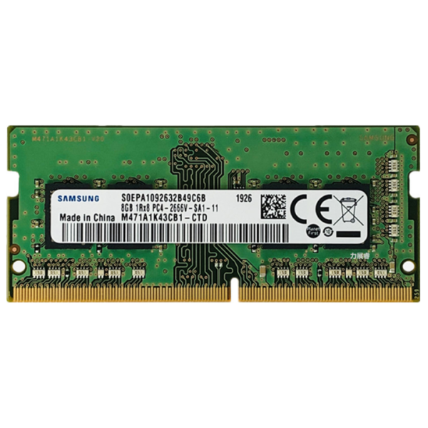 Memorie ram Laptop Samsung, 8GB, DDR4, 2666Mhz, 1Rx8, PC4-2666V, CL19, M471A1K43CB1-CTD, PC4-21300, 1.2V, non-ECC, Unbuffered, SODIMM, 260 pini
