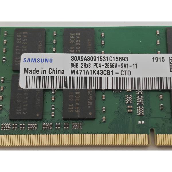 Memorie ram Laptop Samsung, 8GB, DDR4, 2666Mhz, 2Rx8, PC4-2666V, CL19, M471A1K43CB1-CTD, PC4-21300, 1.2V, non-ECC, Unbuffered, SODIMM, 260 pini