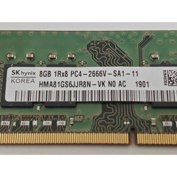 Memorie ram Laptop SK Hynix, 8GB, DDR4, 2666Mhz, 1Rx8, PC4-2666V, CL19, HMA81GS6JJR8N-VK, PC4-21300, 1.2V, non-ECC, Unbuffered, SODIMM, 260 pini