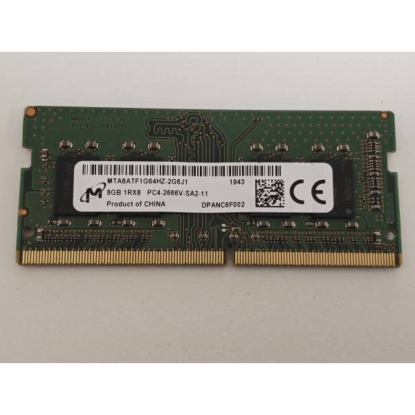 Memorie ram Laptop Micron, 8GB, DDR4, 2666Mhz, 1Rx8, PC4-2666V, CL19, MTA8ATF1G64HZ-2G6J1, PC4-21300, 1.2V, non-ECC, Unbuffered, SODIMM, 260 pini